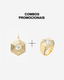 Anel Hexagonal Frisos + Brinco Hexagonal Frisos